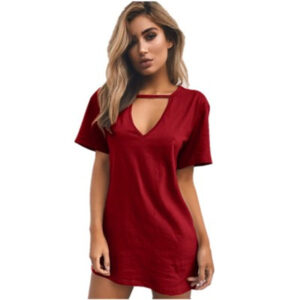 Custom-High-Quality-Plain-V-neck-Short T-Shirt