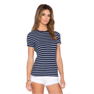 Wholesale Simple Style Striped Short Sleeve Ladies' T-Shirt