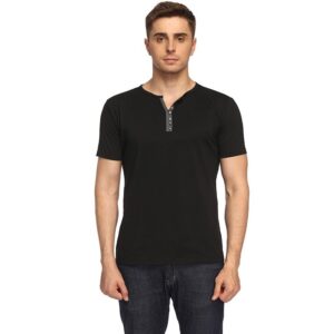 Custom black t-shirt with placket design