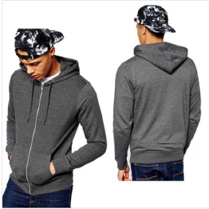 60% cotton 40% polyester custom heather grey plain zip hoodies men
